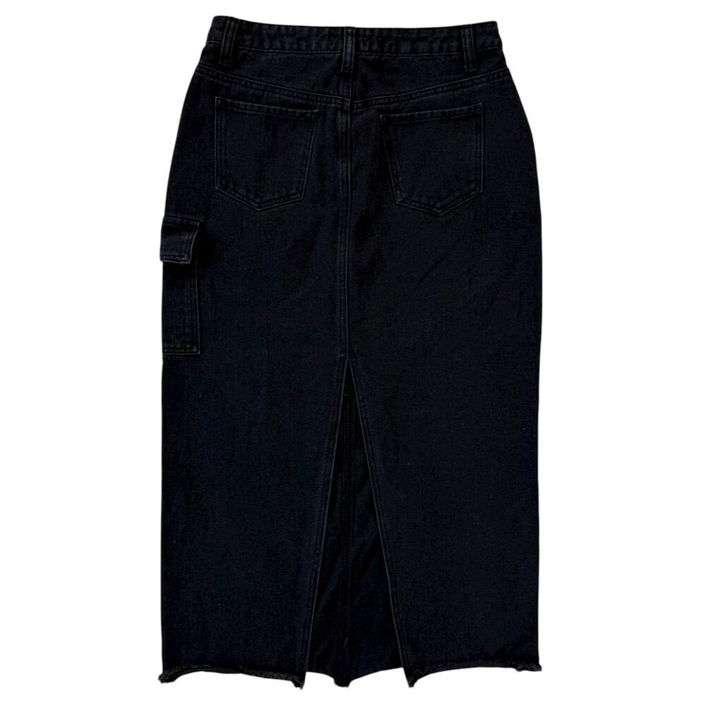 Revolve Superdown Cotton Denim Midi Column Skirt Black Nicolette Cargo Skirt S - Picture 3 of 8